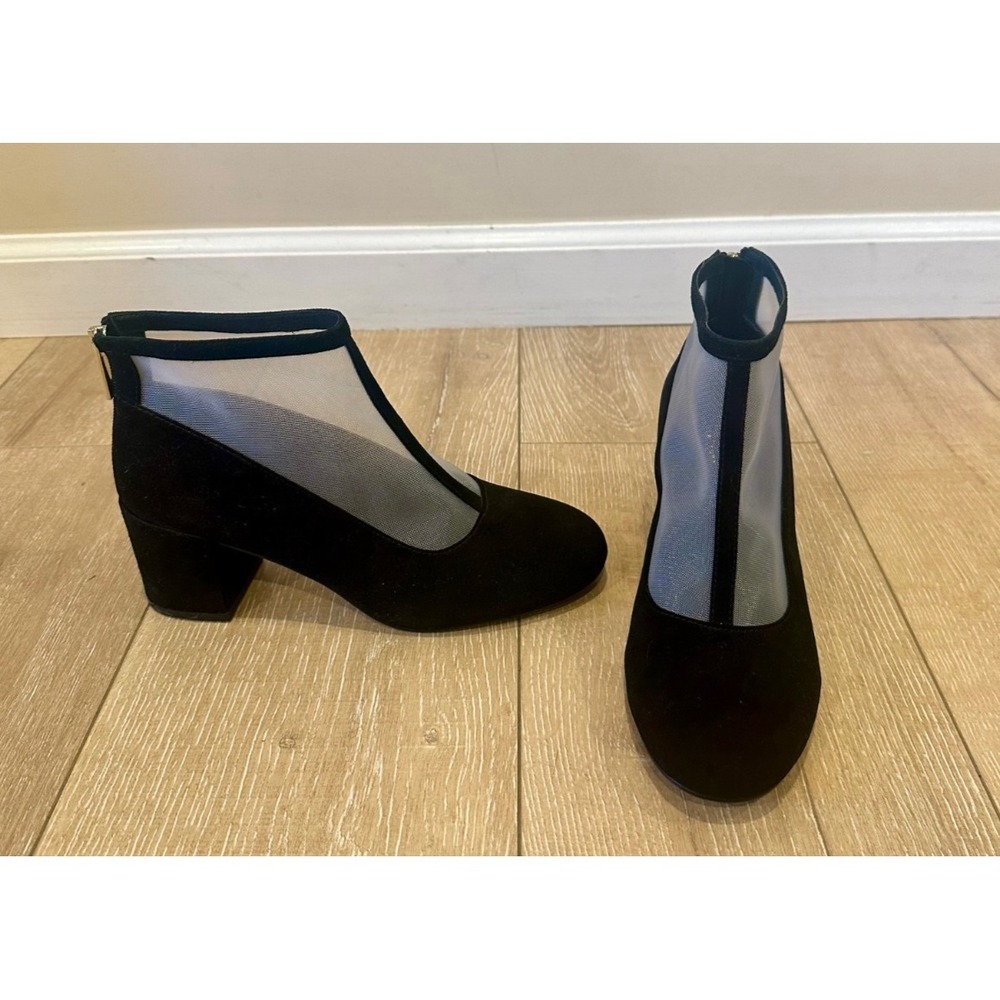 Cecelia New York Neely Sheer Bootie NWOB in Black Suede Leather Block Heel‎ $265